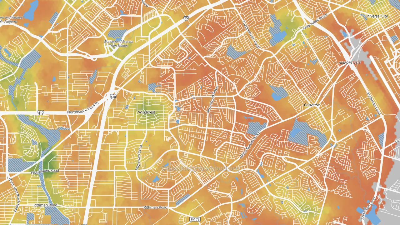 Bike Grade map of 78239, TX