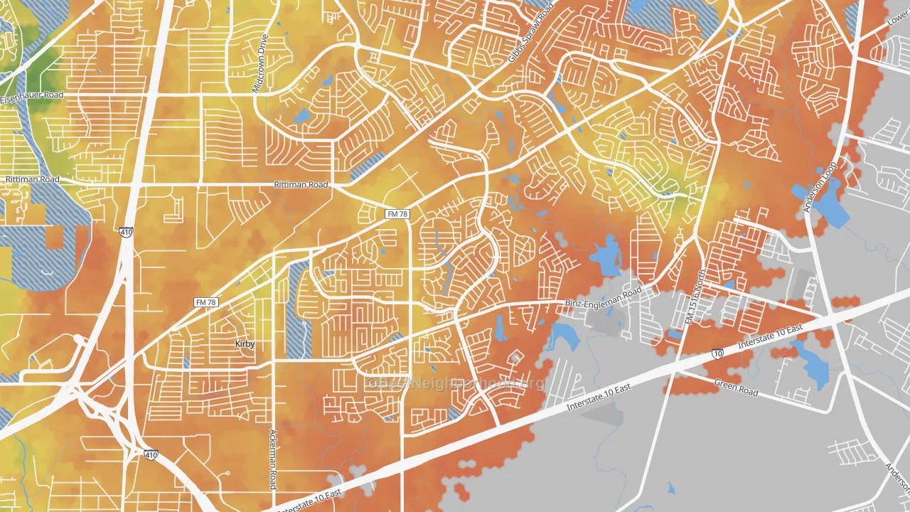 Bike Grade map of 78244, TX