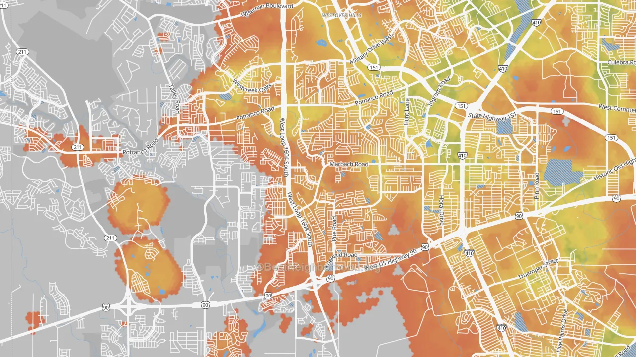 Bike Grade map of 78245, TX