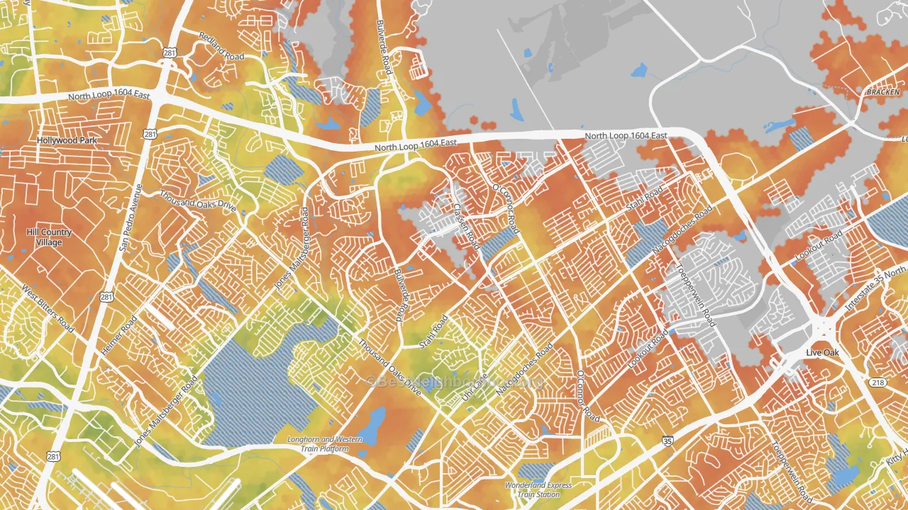 Bike Grade map of 78247, TX