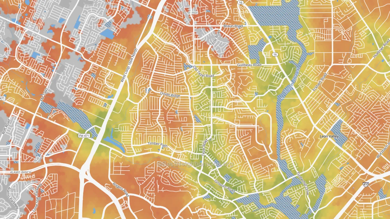 Bike Grade map of 78250, TX