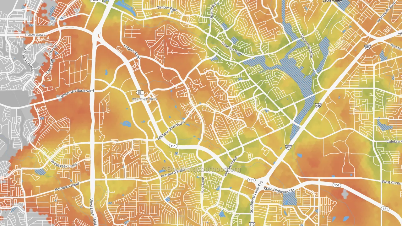 Bike Grade map of 78251, TX