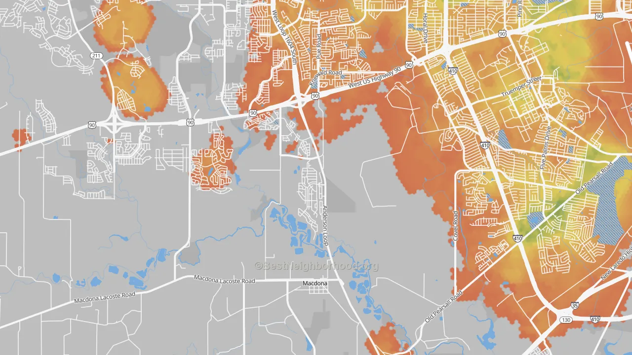 Bike Grade map of 78252, TX