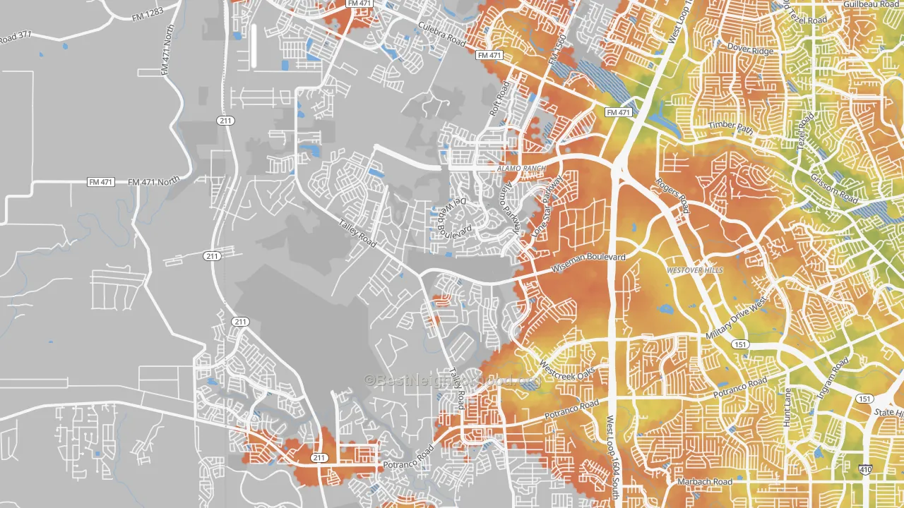 Bike Grade map of 78253, TX