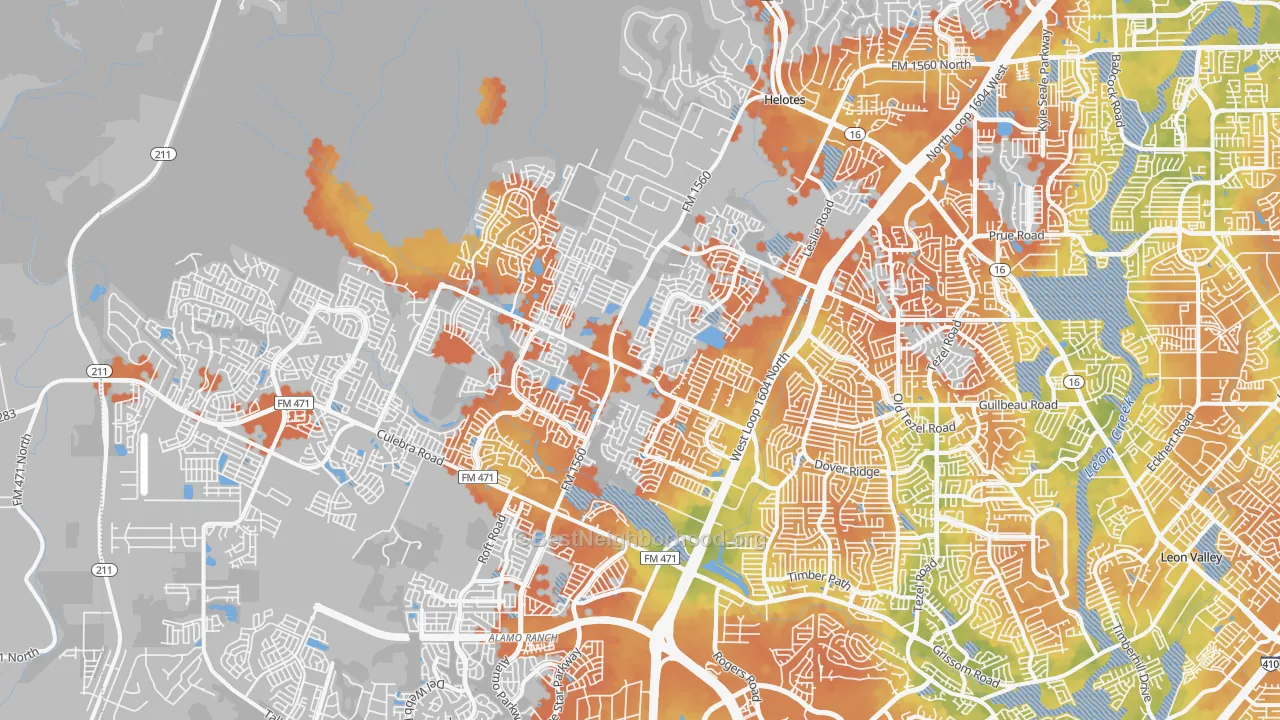 Bike Grade map of 78254, TX