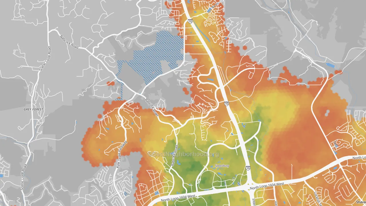 Bike Grade map of 78256, TX