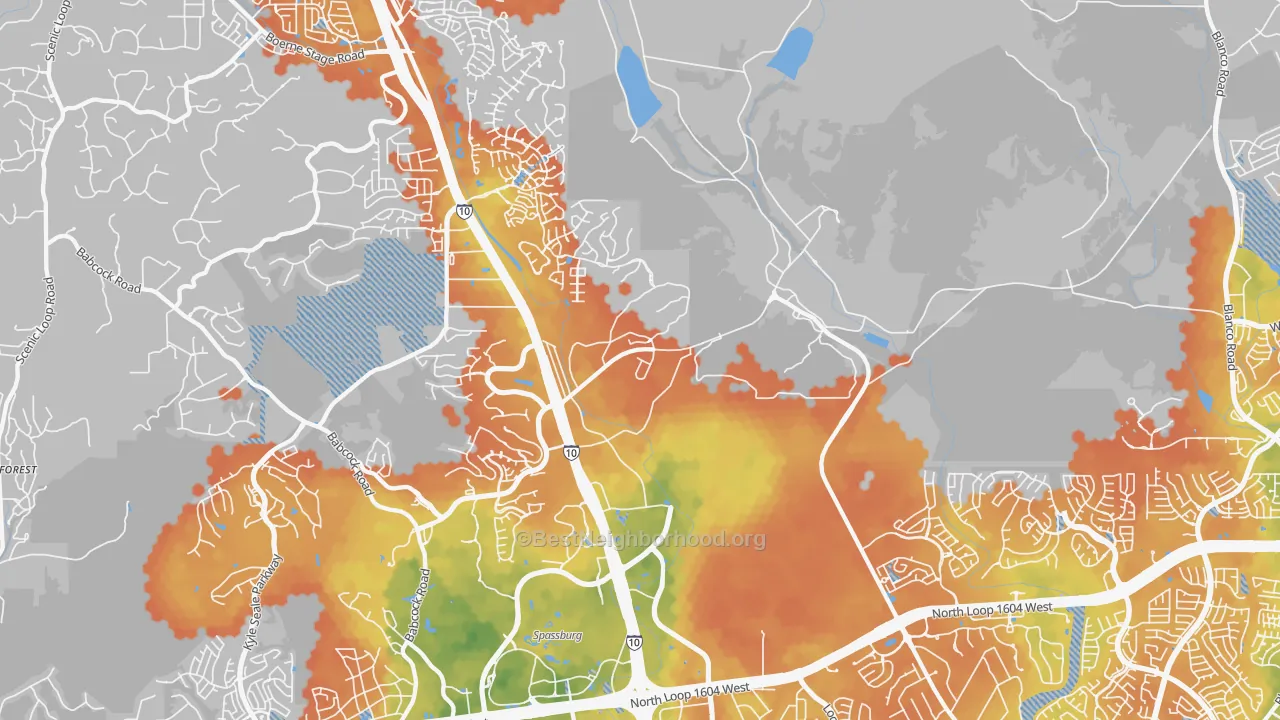Bike Grade map of 78257, TX