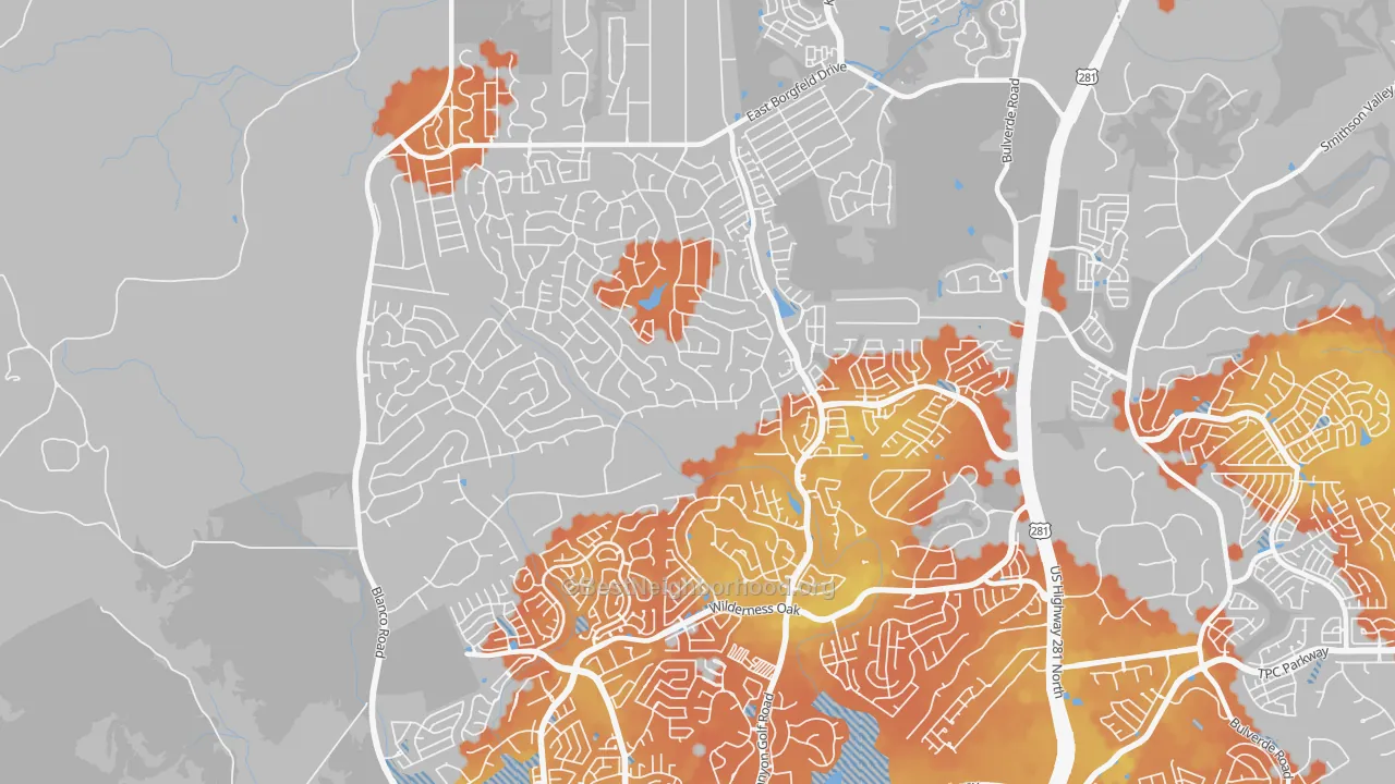 Bike Grade map of 78260, TX