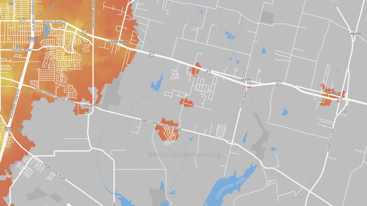 Bike Grade map of 78263, TX