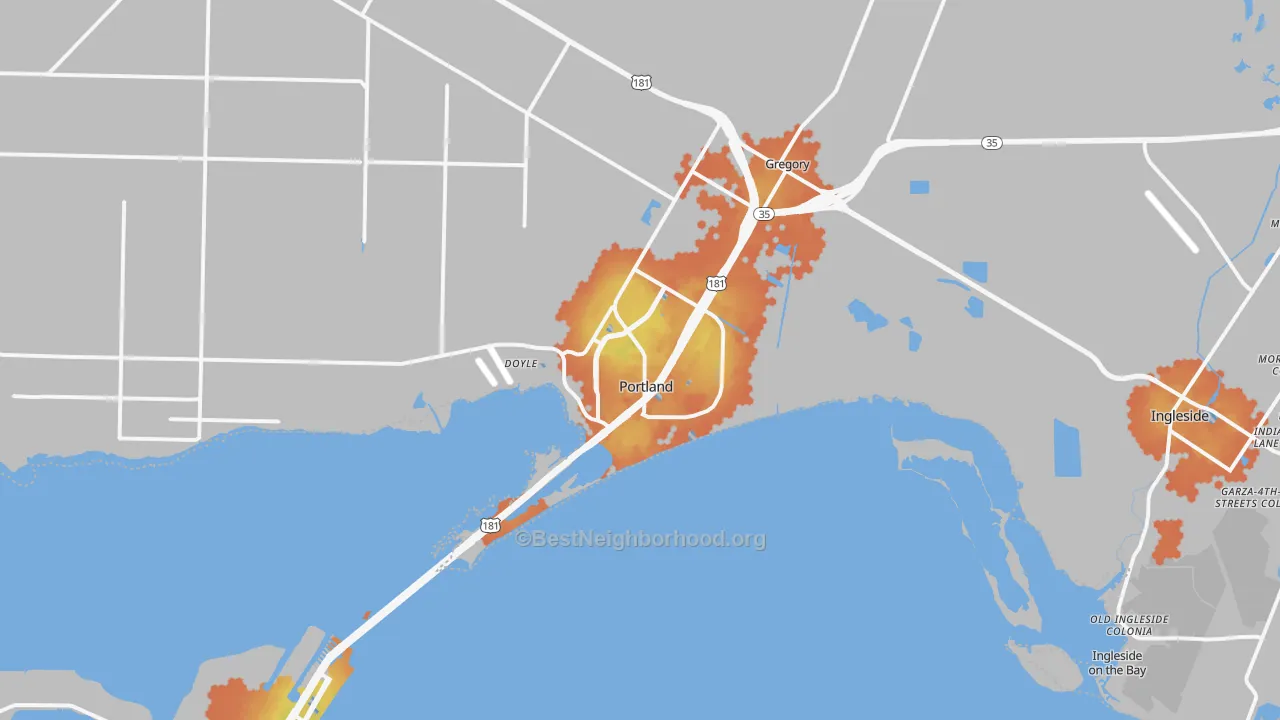Bike Grade map of 78374, TX