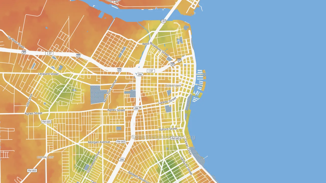 Bike Grade map of 78401, TX