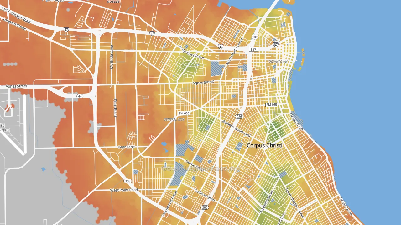 Bike Grade map of 78405, TX