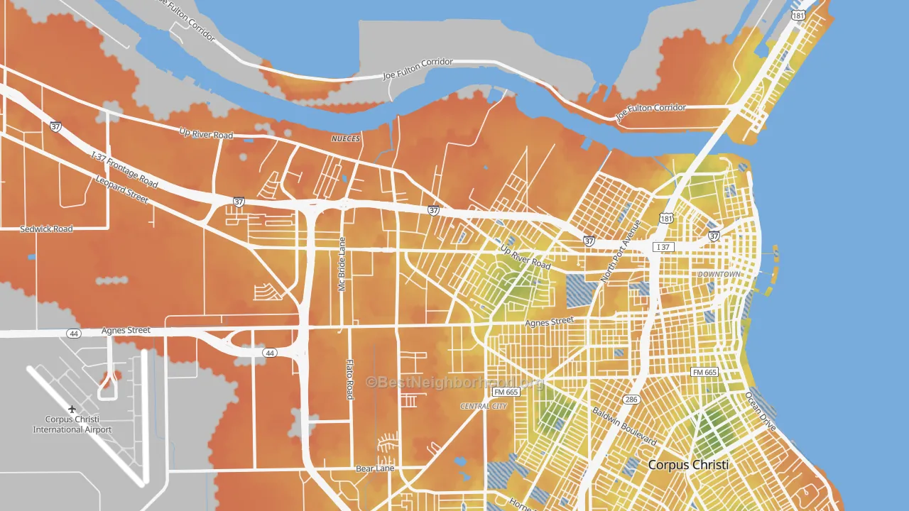 Bike Grade map of 78408, TX
