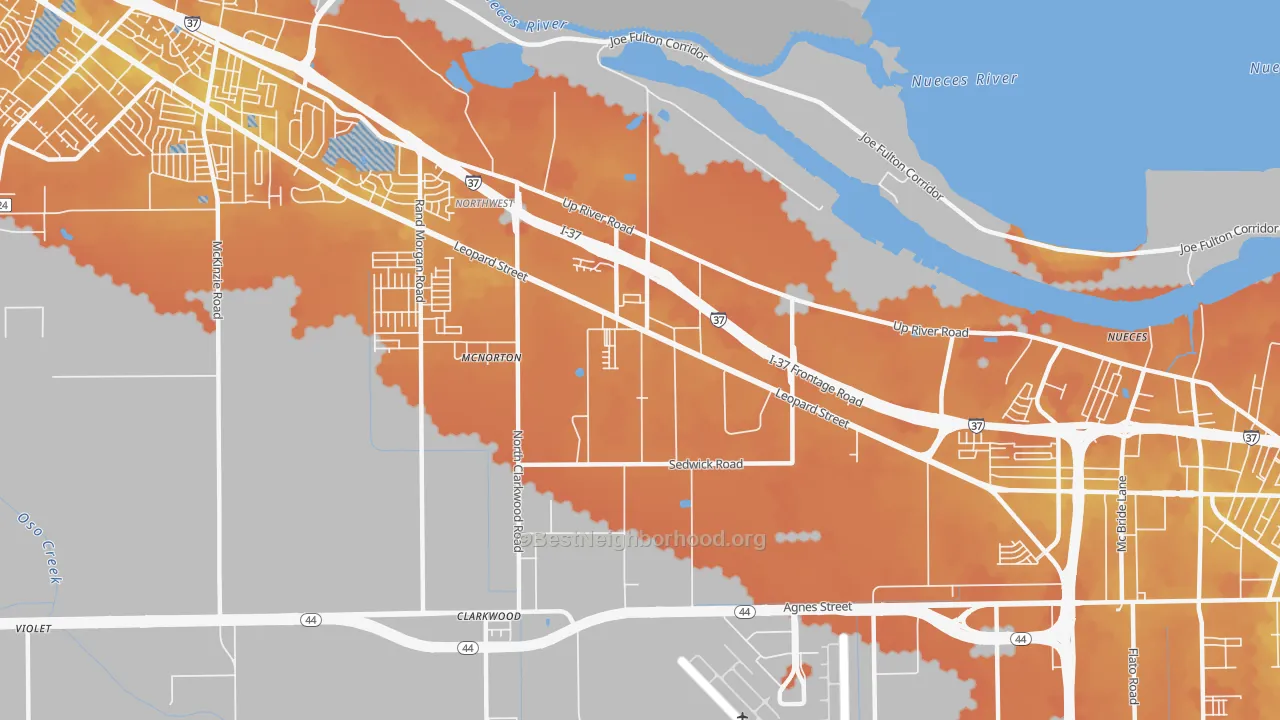 Bike Grade map of 78409, TX