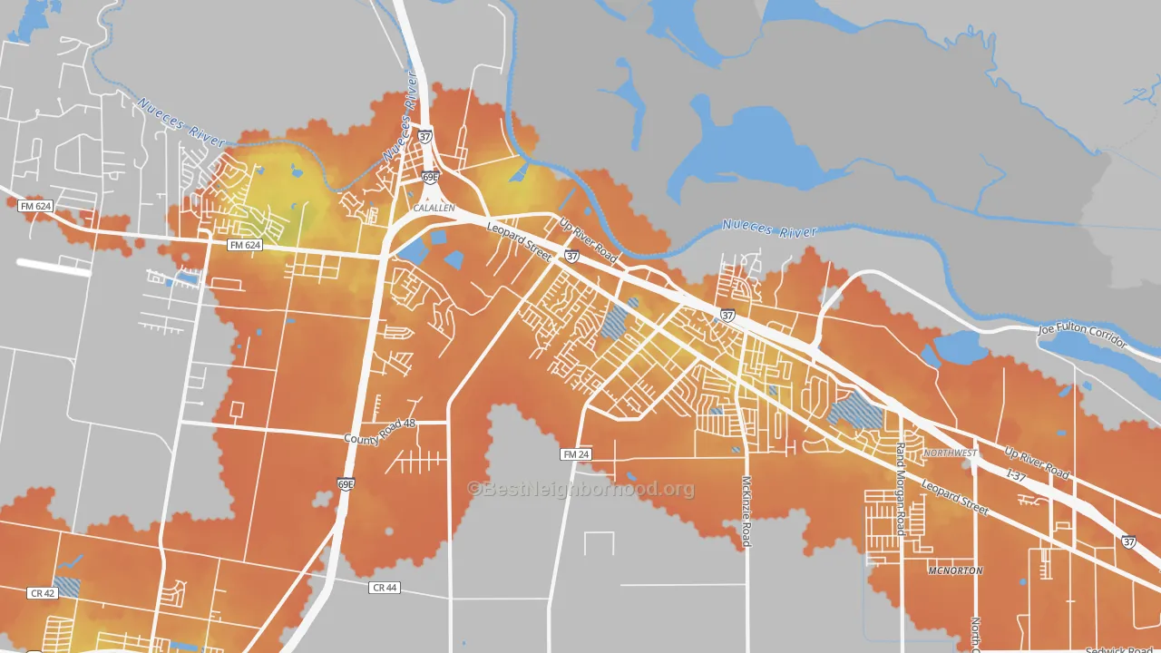 Bike Grade map of 78410, TX