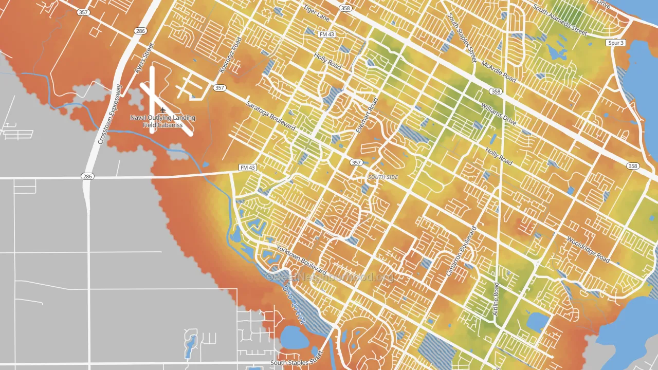 Bike Grade map of 78413, TX