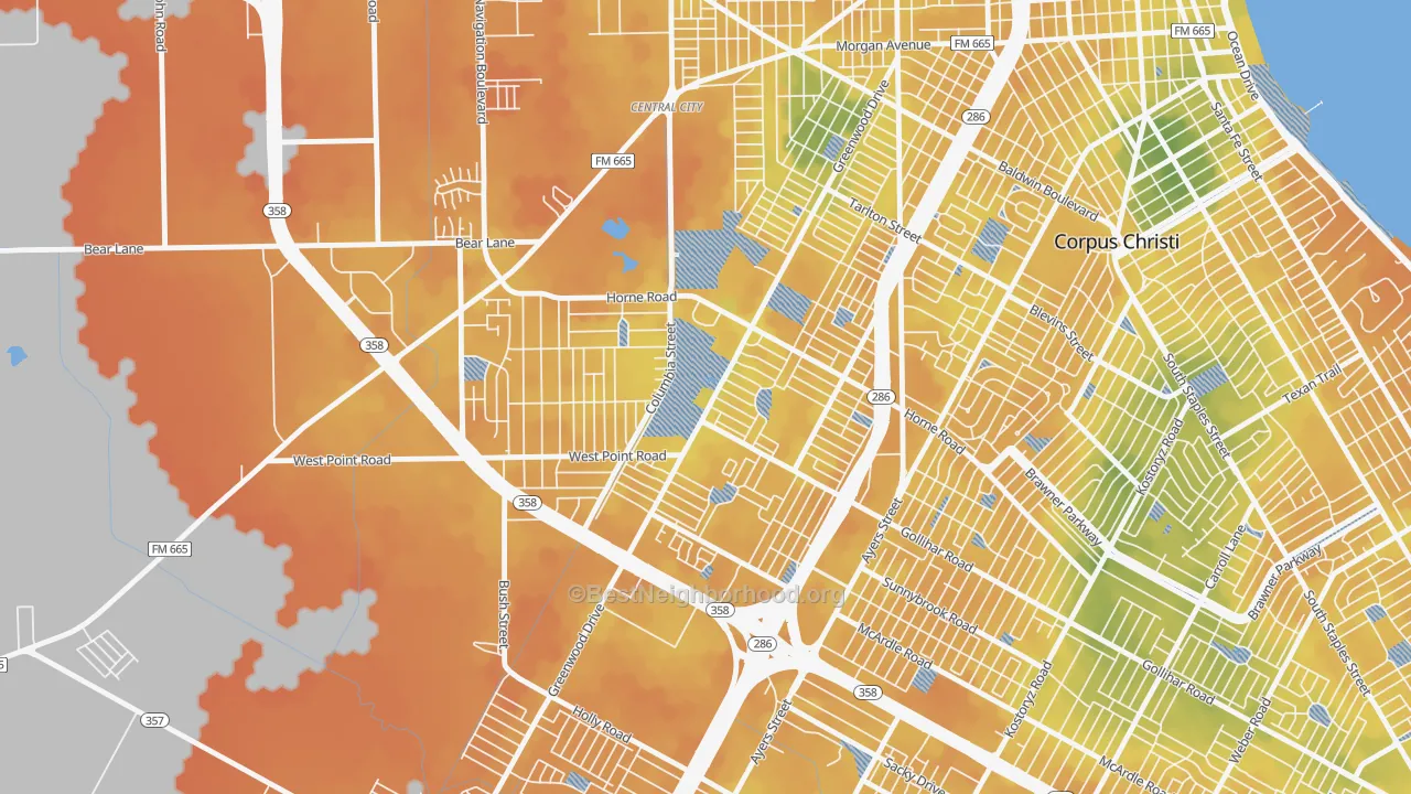 Bike Grade map of 78416, TX