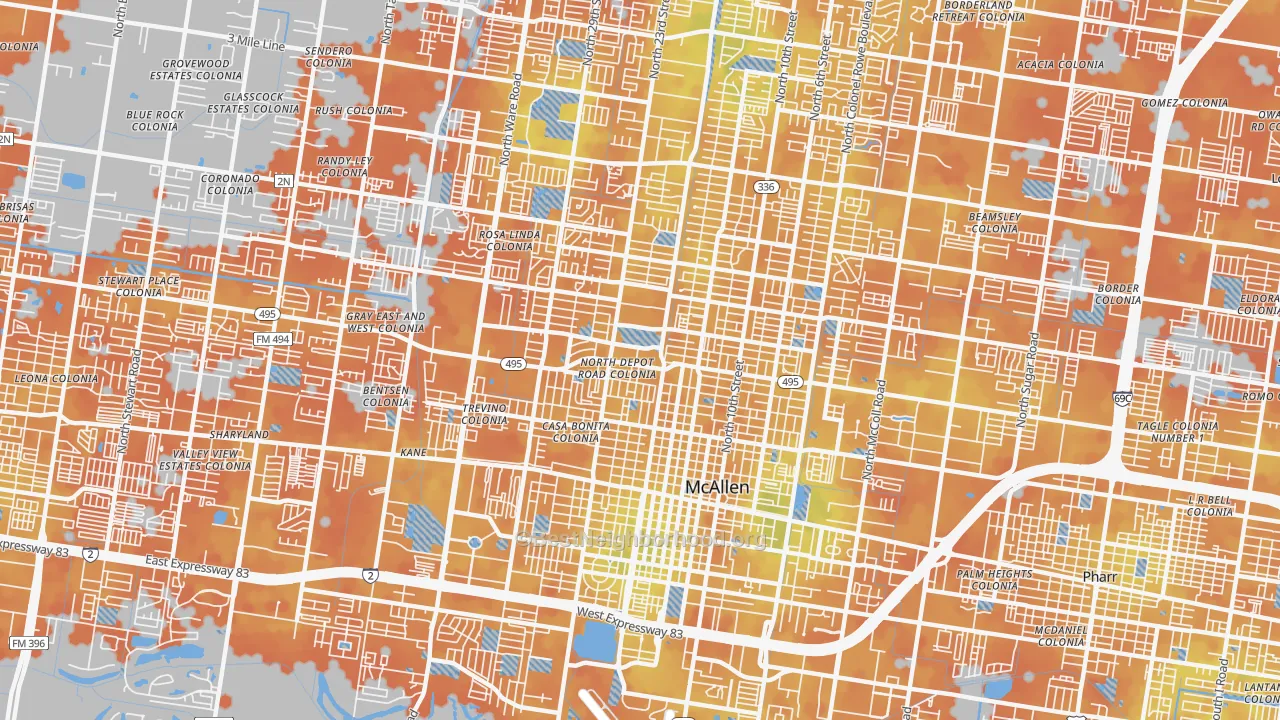 Bike Grade map of 78501, TX