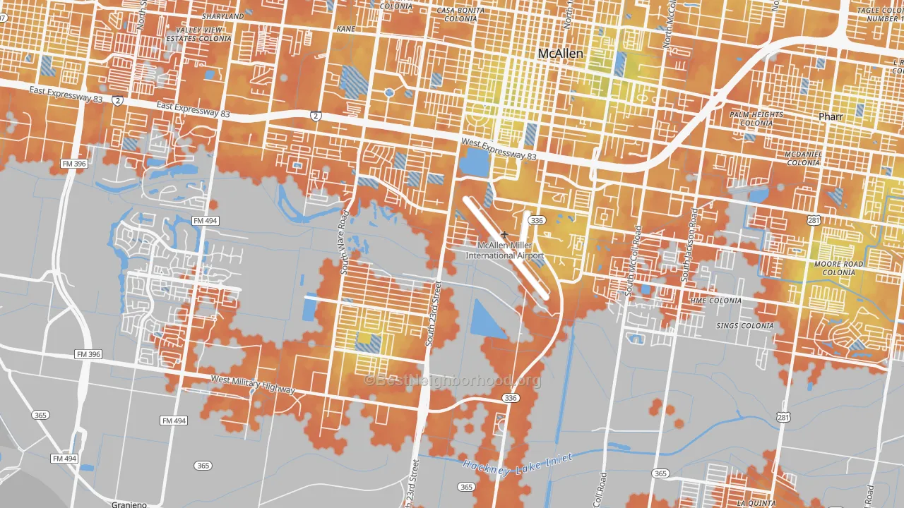 Bike Grade map of 78503, TX