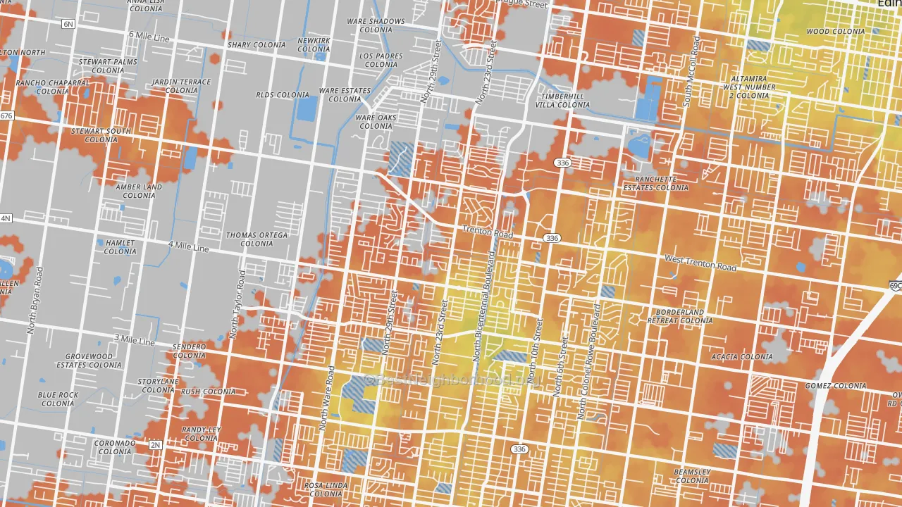 Bike Grade map of 78504, TX