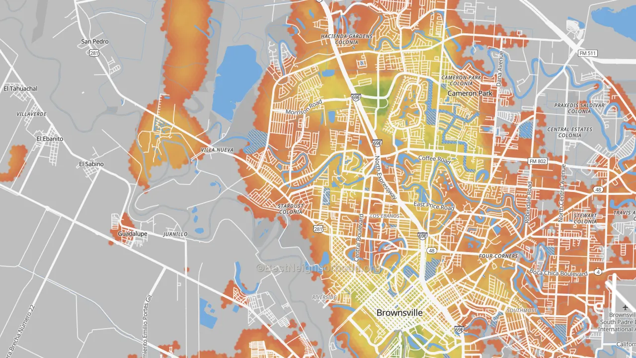 Bike Grade map of 78520, TX