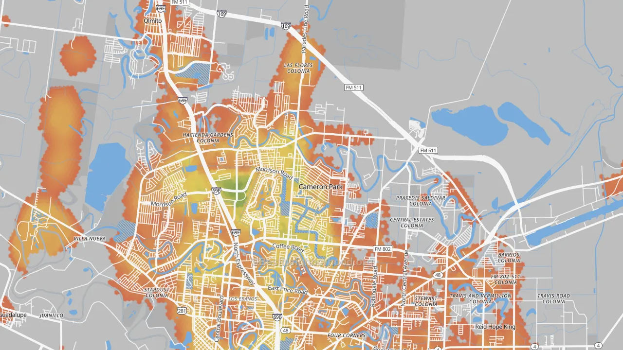 Bike Grade map of 78526, TX
