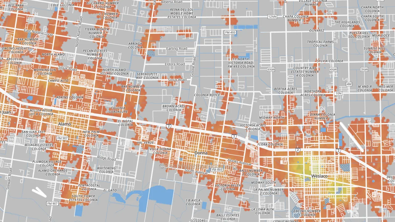 Bike Grade map of 78537, TX