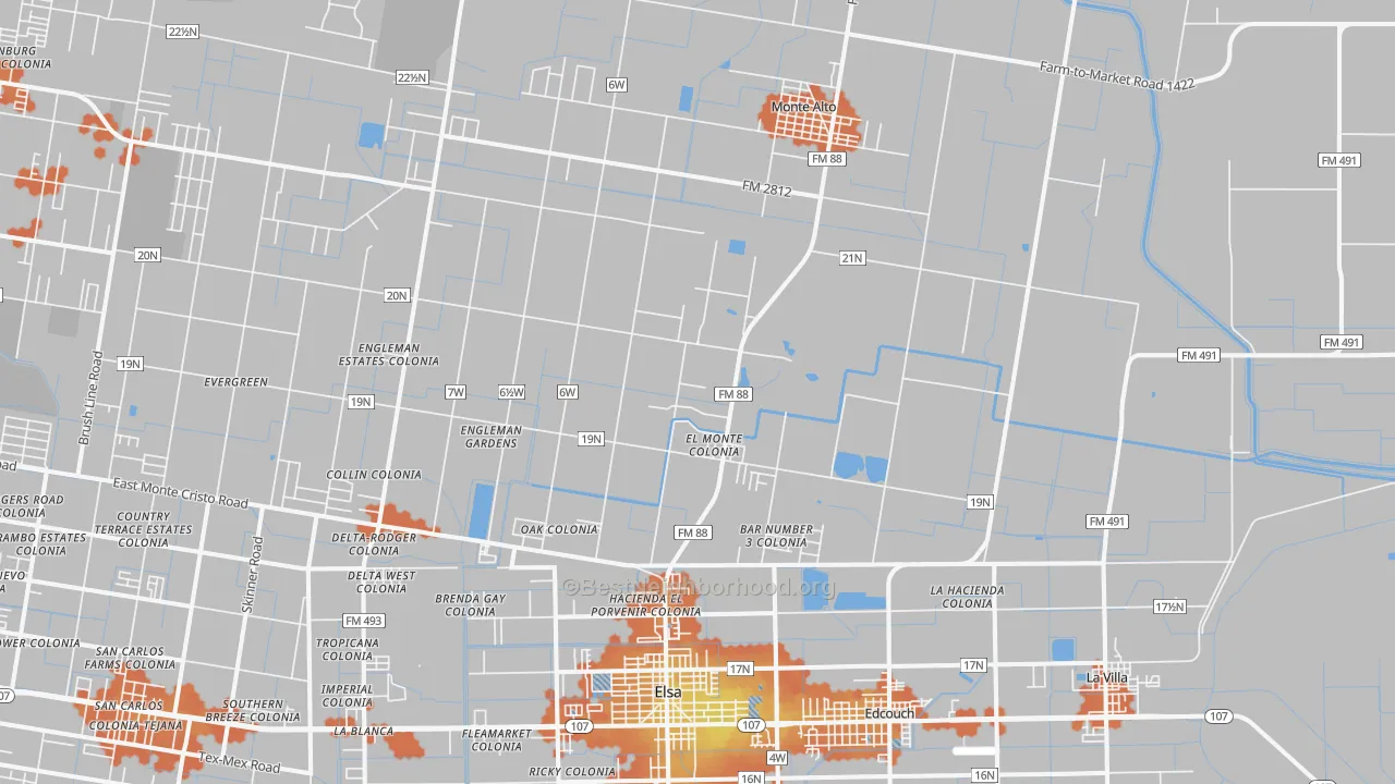 Bike Grade map of 78538, TX
