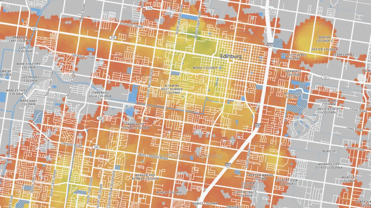 Bike Grade map of 78539, TX