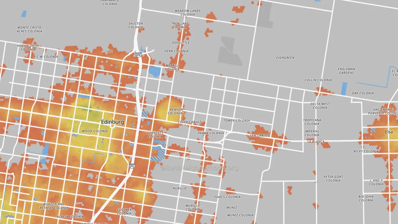Bike Grade map of 78542, TX