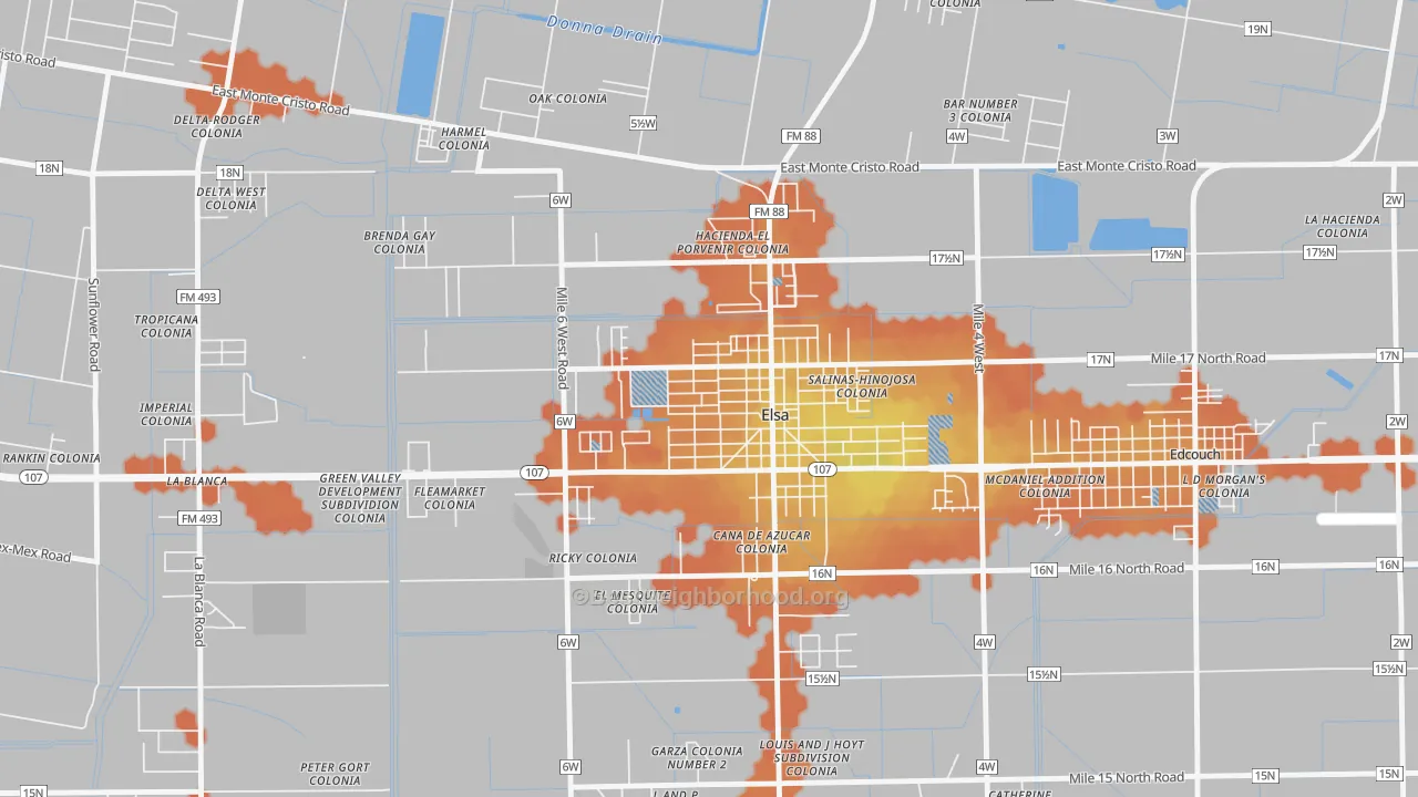 Bike Grade map of 78543, TX