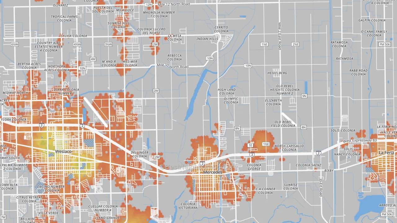 Bike Grade map of 78570, TX
