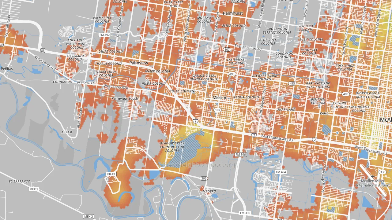 Bike Grade map of 78572, TX