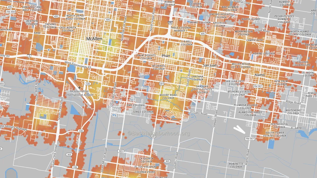 Bike Grade map of 78577, TX
