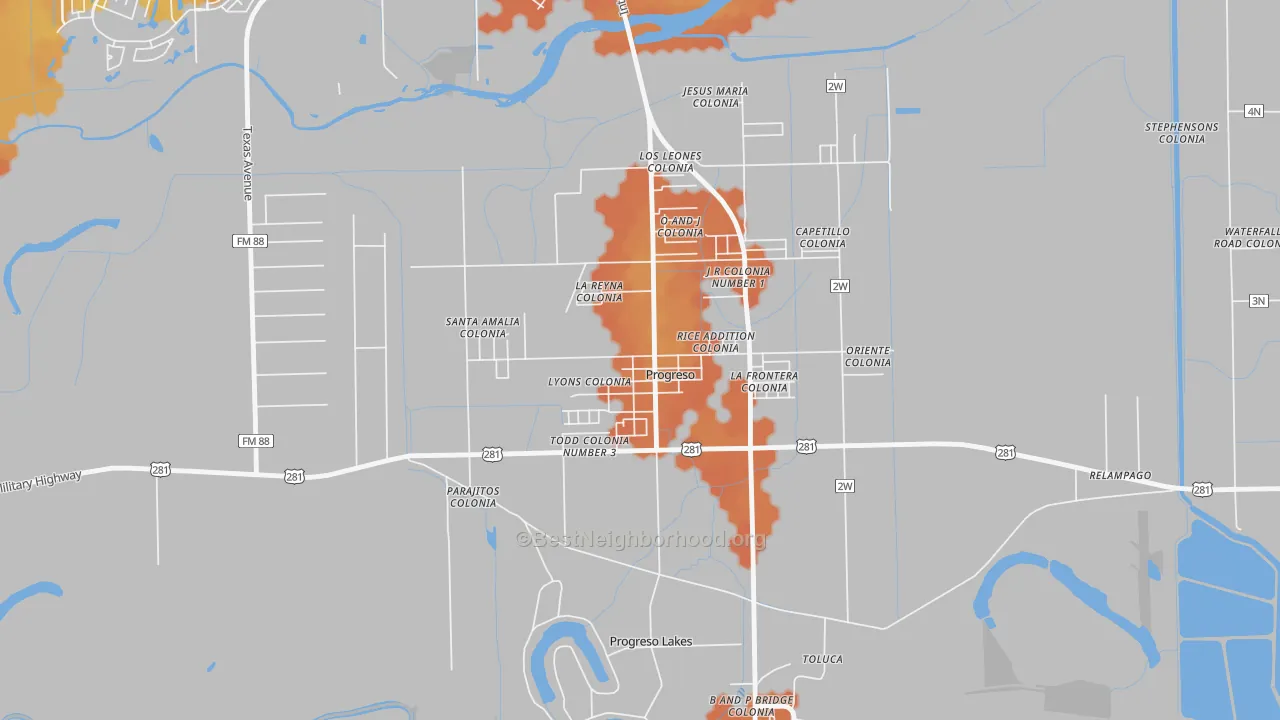 Bike Grade map of 78579, TX