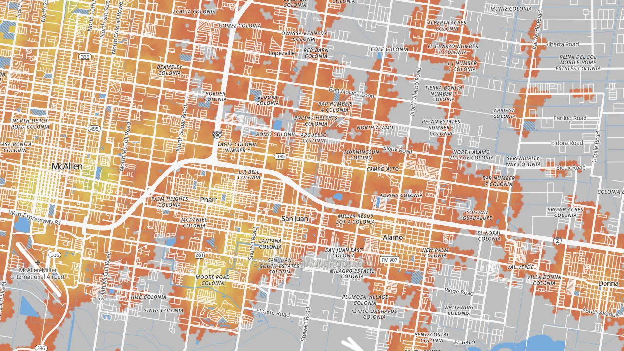 Bike Grade map of 78589, TX