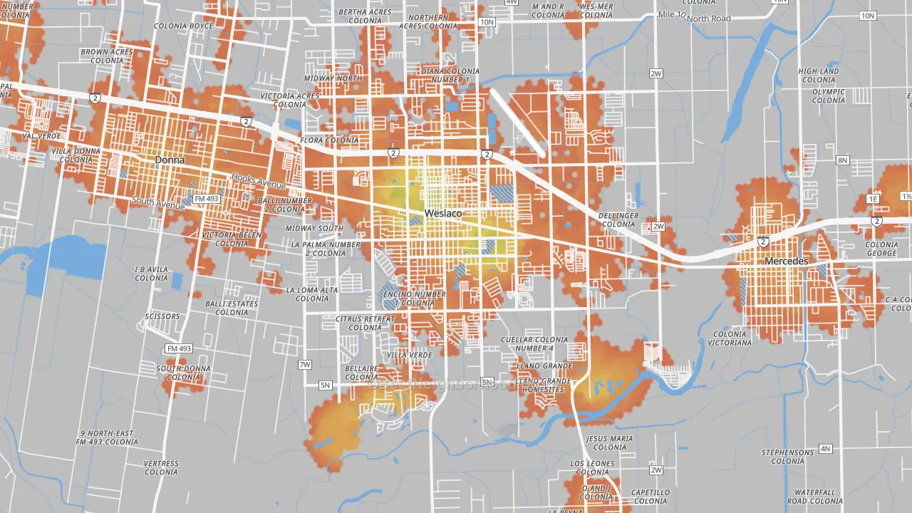 Bike Grade map of 78596, TX
