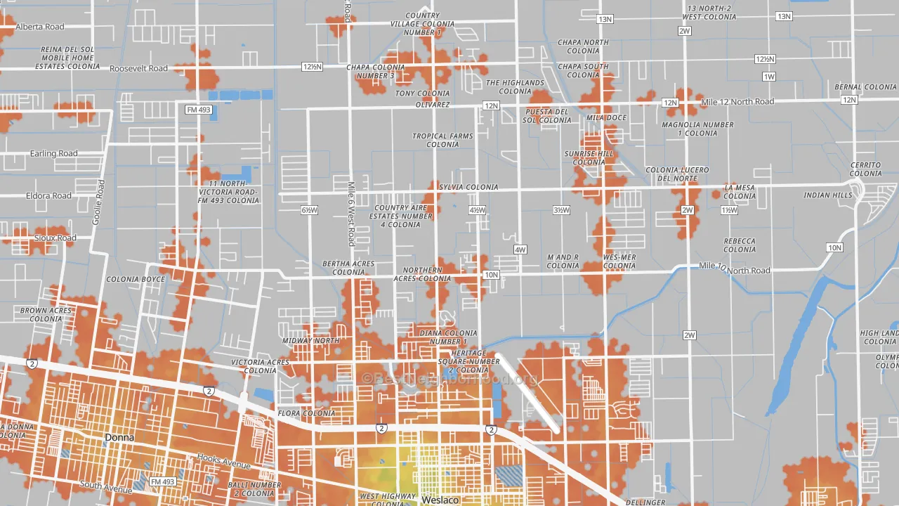 Bike Grade map of 78599, TX