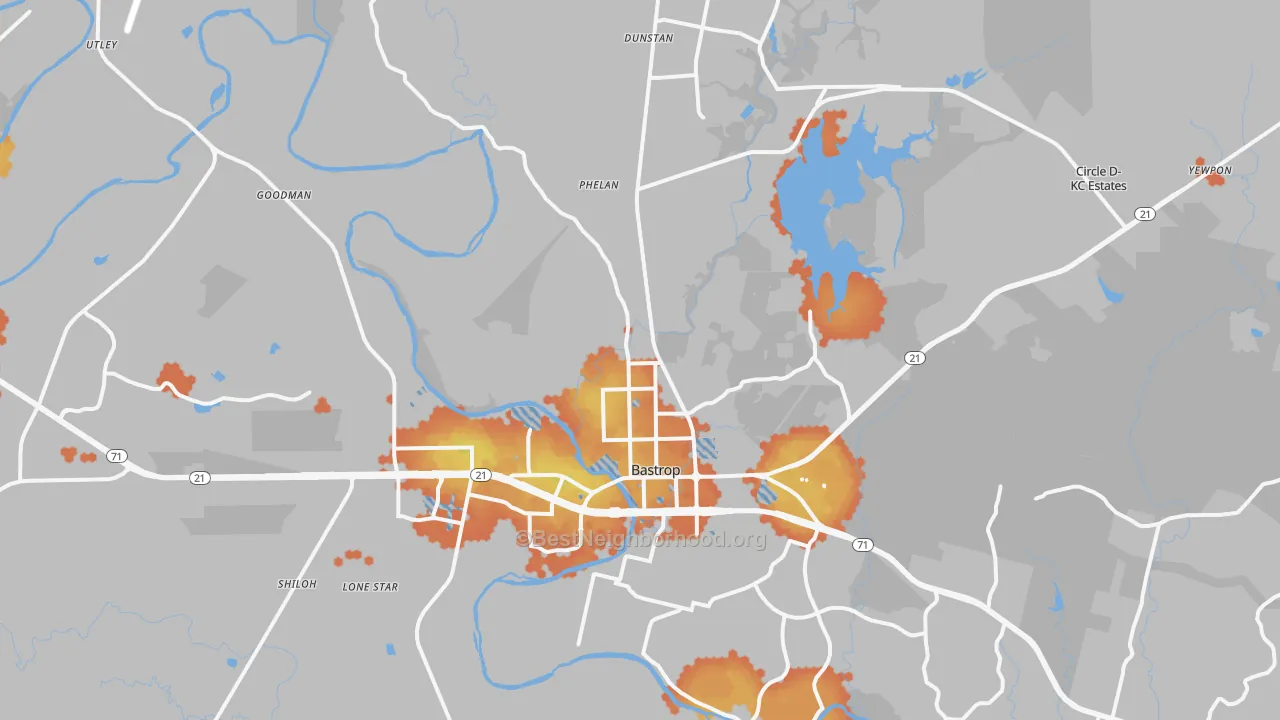 Bike Grade map of 78602, TX