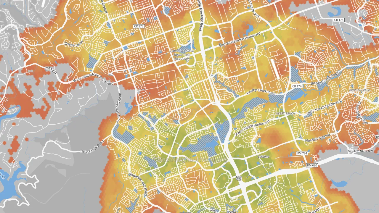 Bike Grade map of 78613, TX