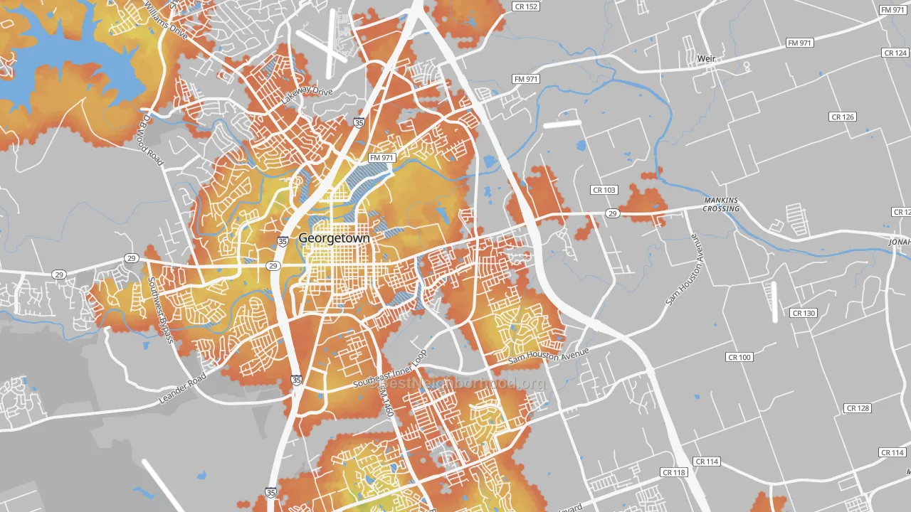 Bike Grade map of 78626, TX