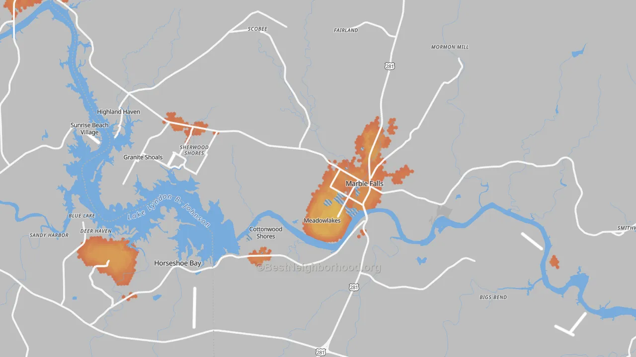 Bike Grade map of 78654, TX