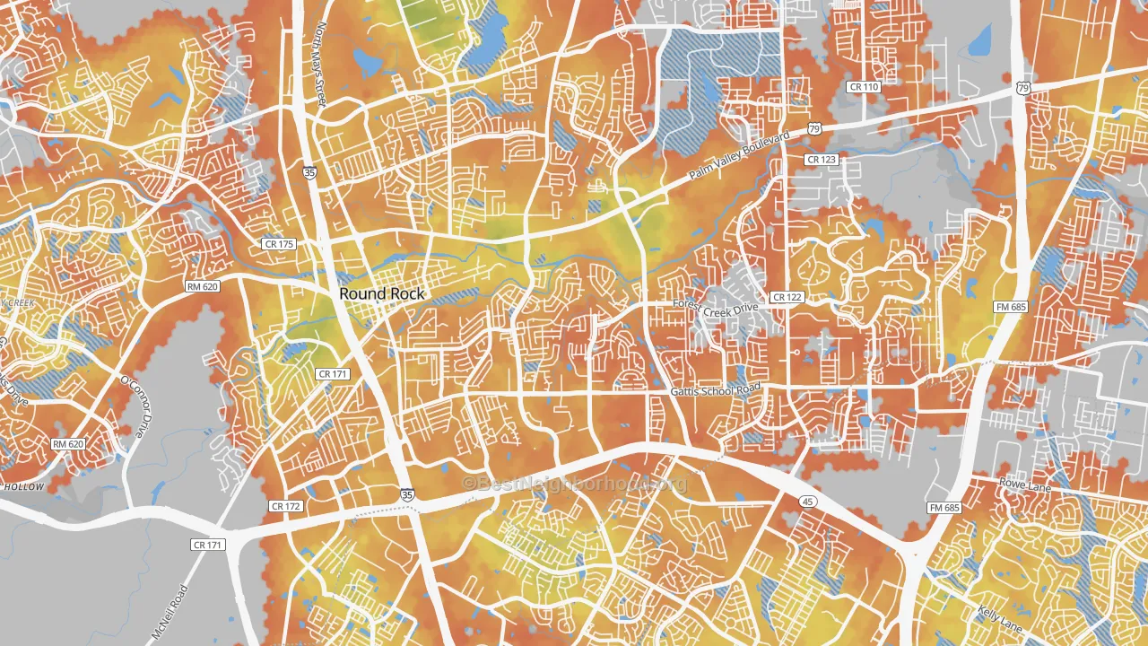 Bike Grade map of 78664, TX
