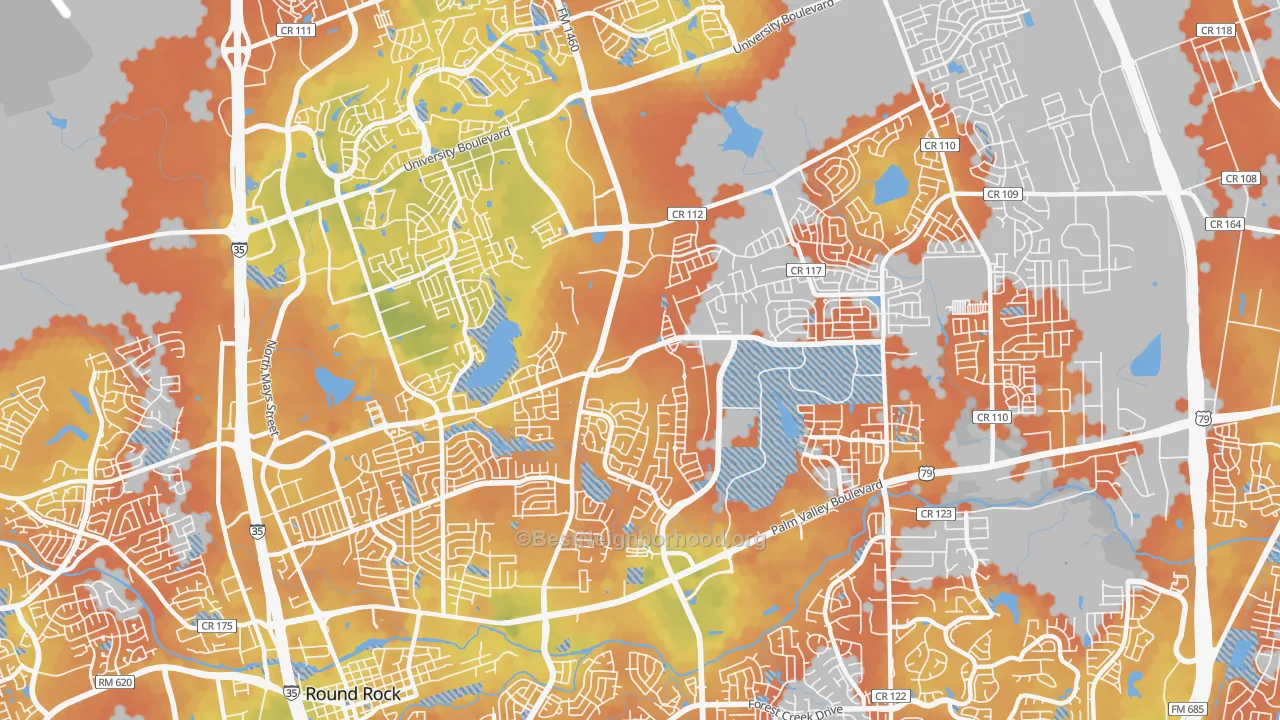 Bike Grade map of 78665, TX
