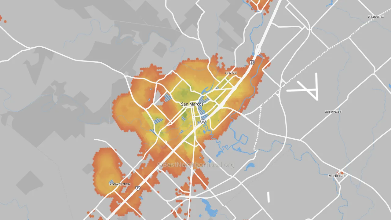 Bike Grade map of 78666, TX