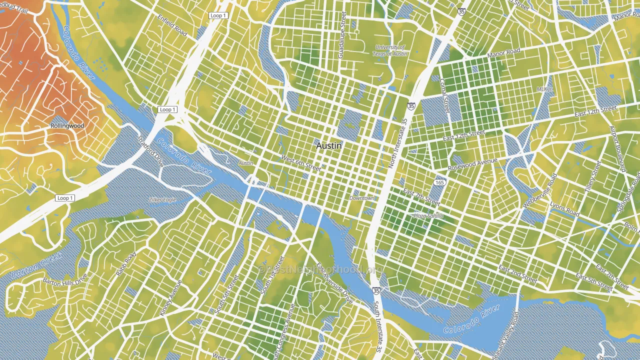 Bike Grade map of 78701, TX