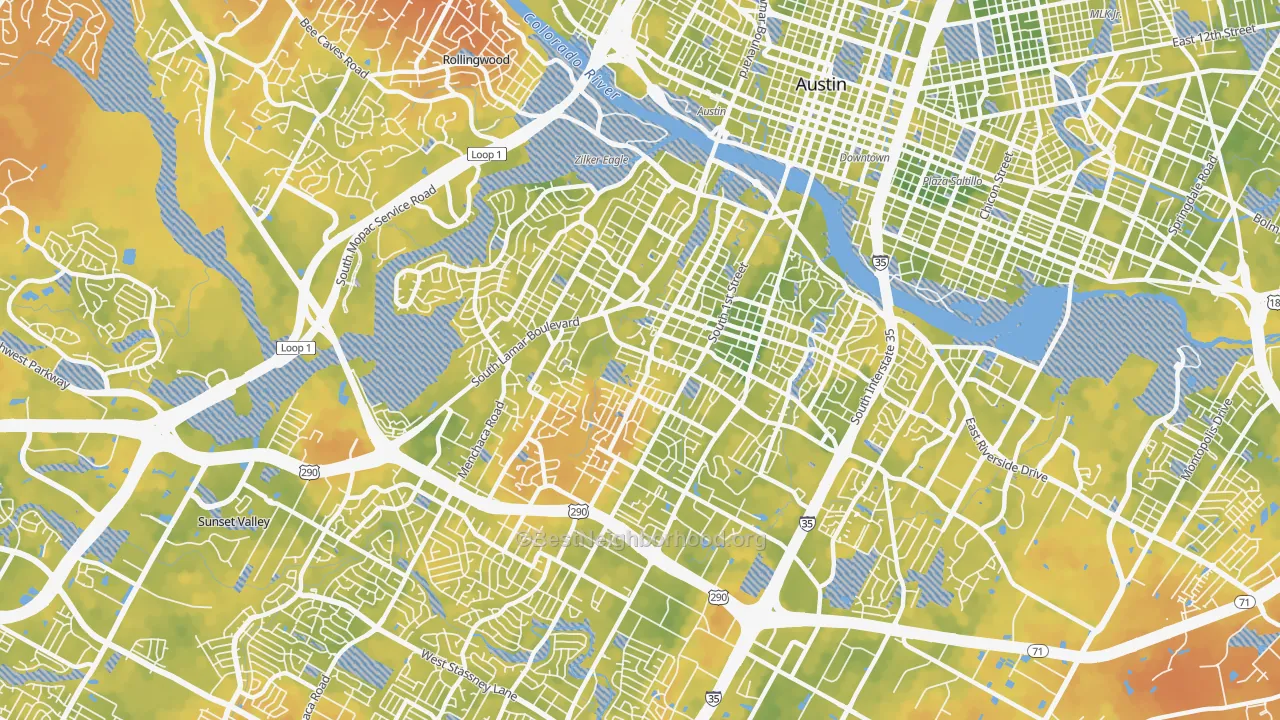 Bike Grade map of 78704, TX