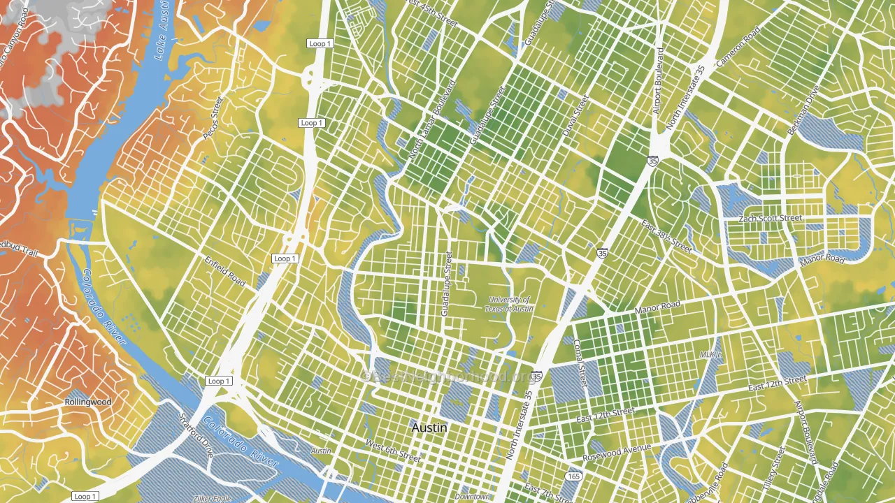 Bike Grade map of 78705, TX