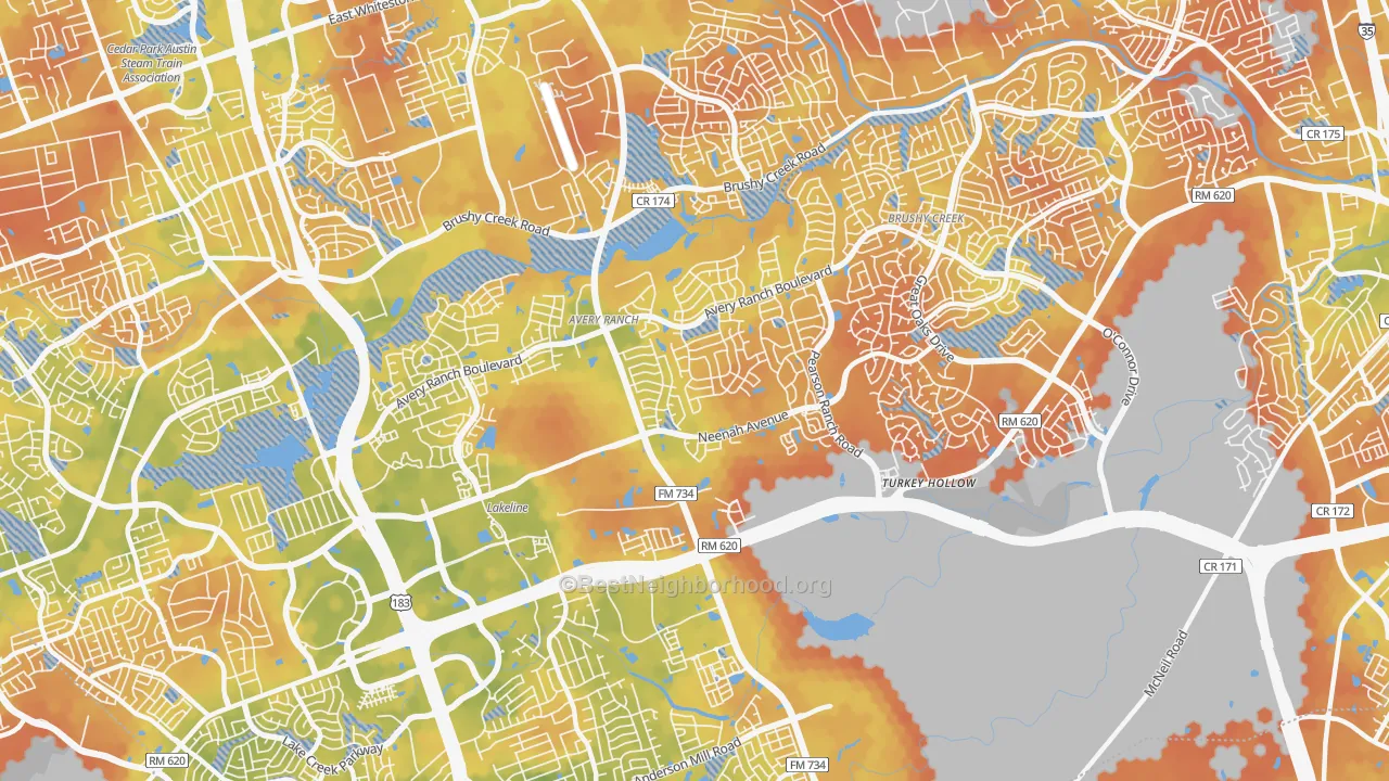 Bike Grade map of 78717, TX