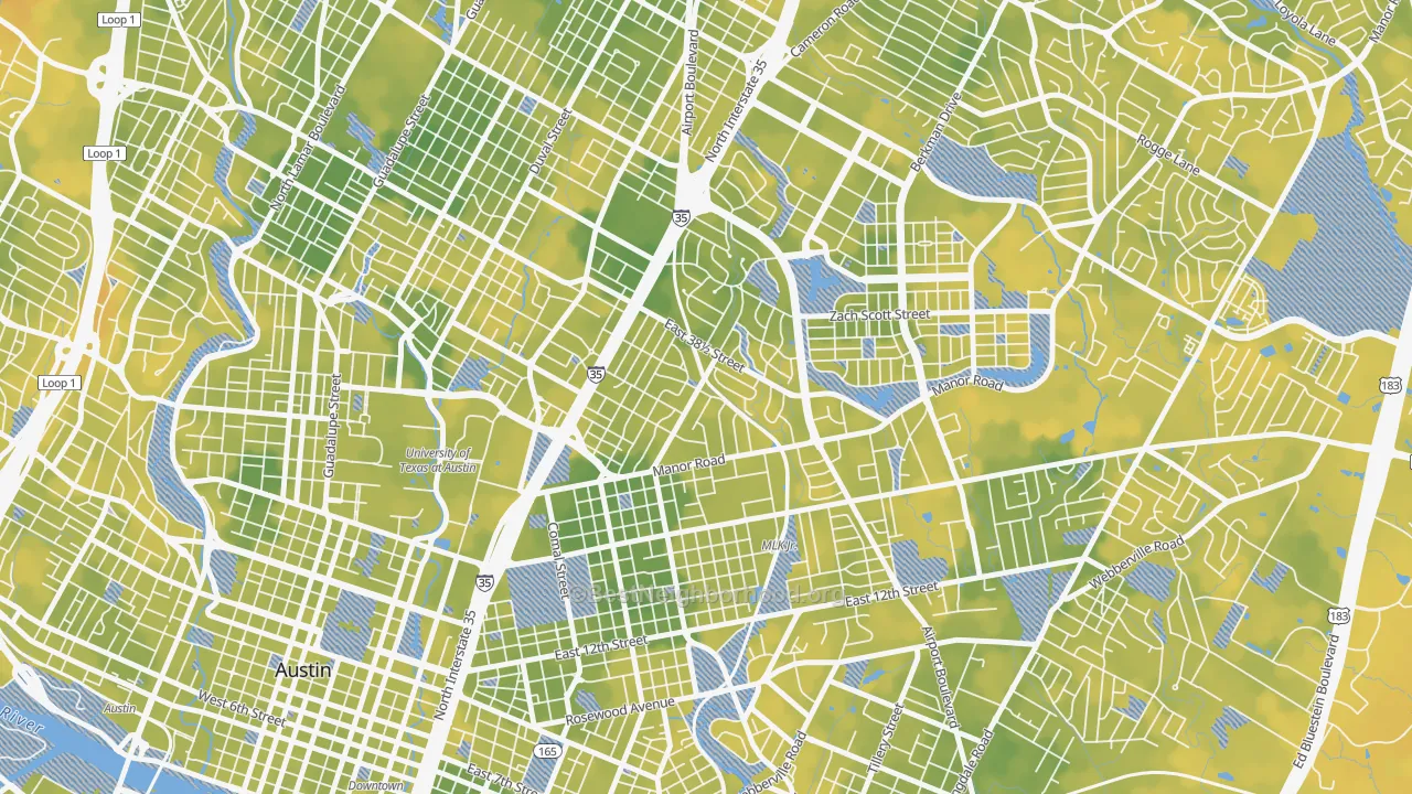 Bike Grade map of 78722, TX
